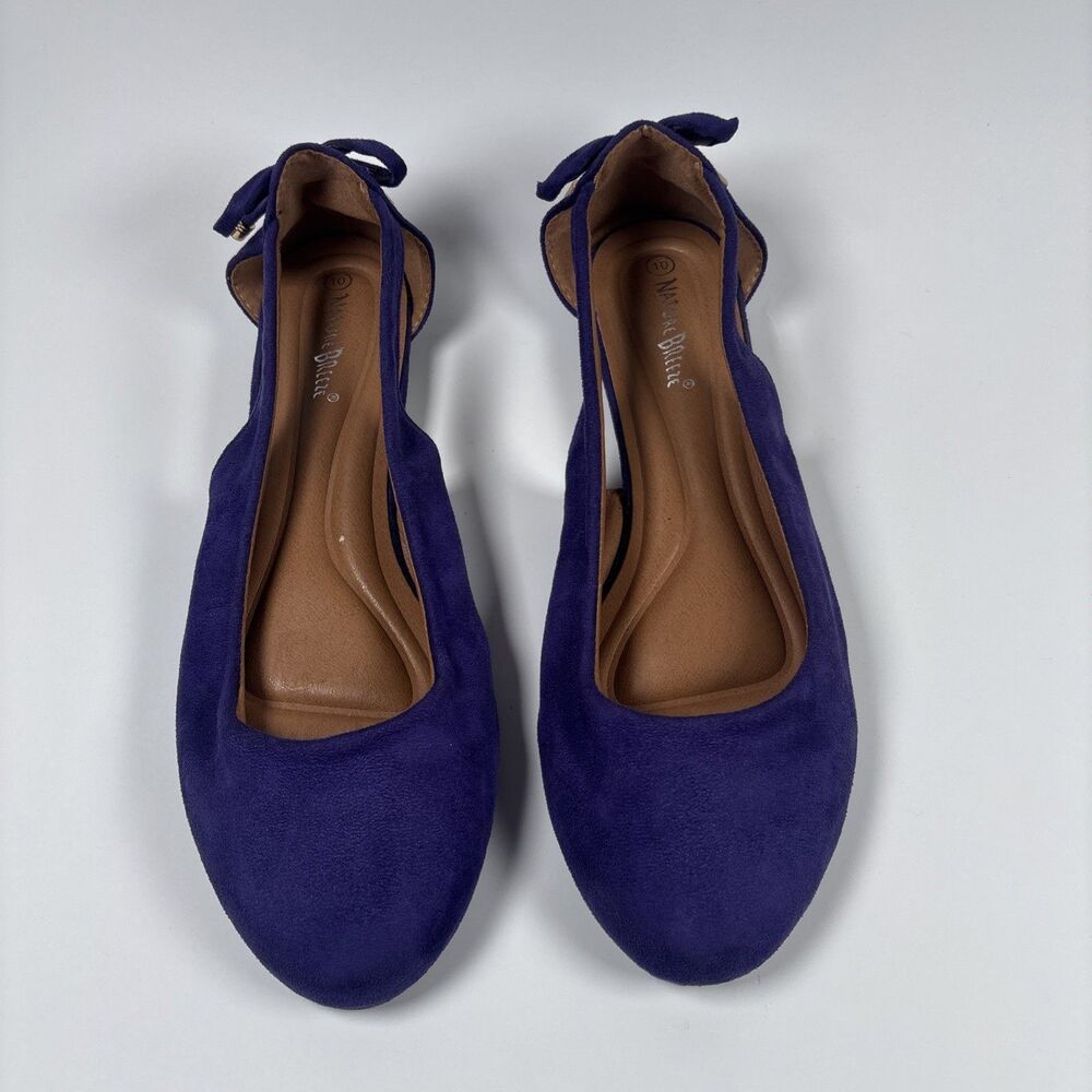 Nature Breeze Purple Suede Ballet Flat size 10 Tie Back Round Toe Y2K Casual